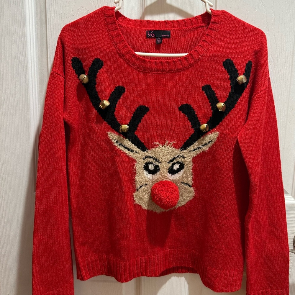 Vintage  T/o 90’s  red Rudolph ugly Christmas sweater women's size small